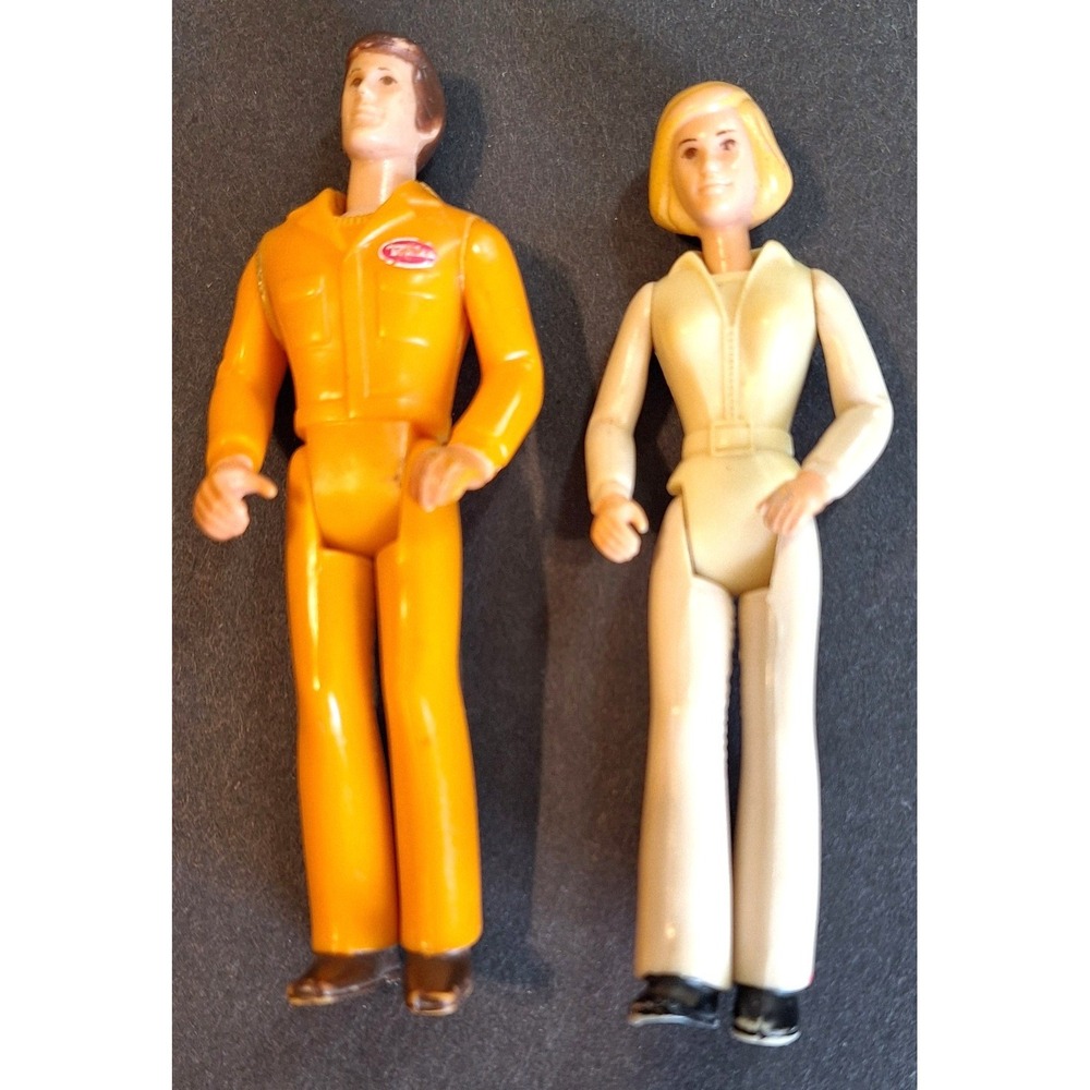 Vintage Fisher Price Adventure People Pilot Figures Orange White Jumpsuit Lot 2